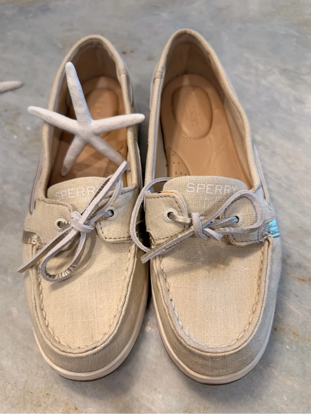 Sperry Canvas Boat Shoes in Light Ivory